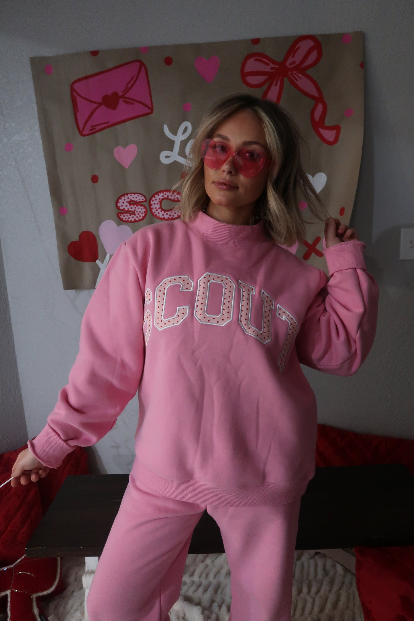 FLEECE MOCKNECK - POLKA DOTS